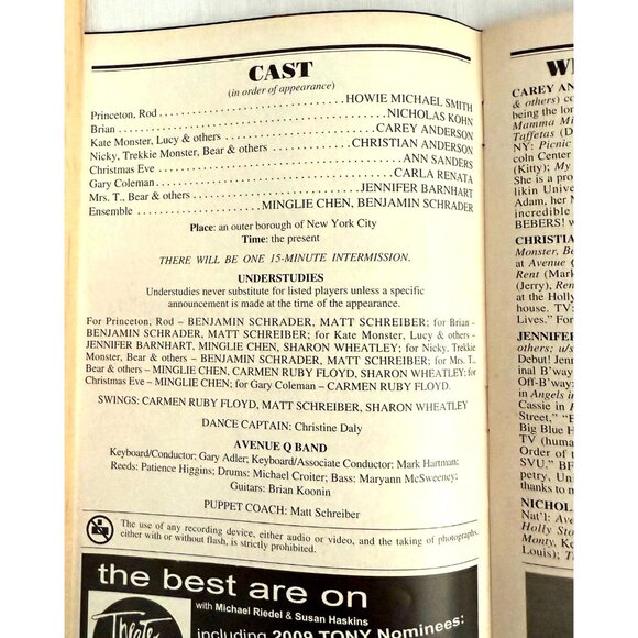 Avenue Q Playbill Golden Theatre Broadway NYC Original Cast Musical Tony Winner - Picture 6 of 16